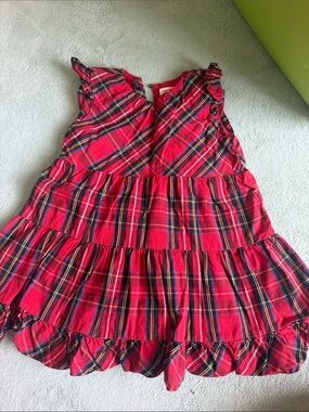 Crewcuts Red Plaid Tiered Dress